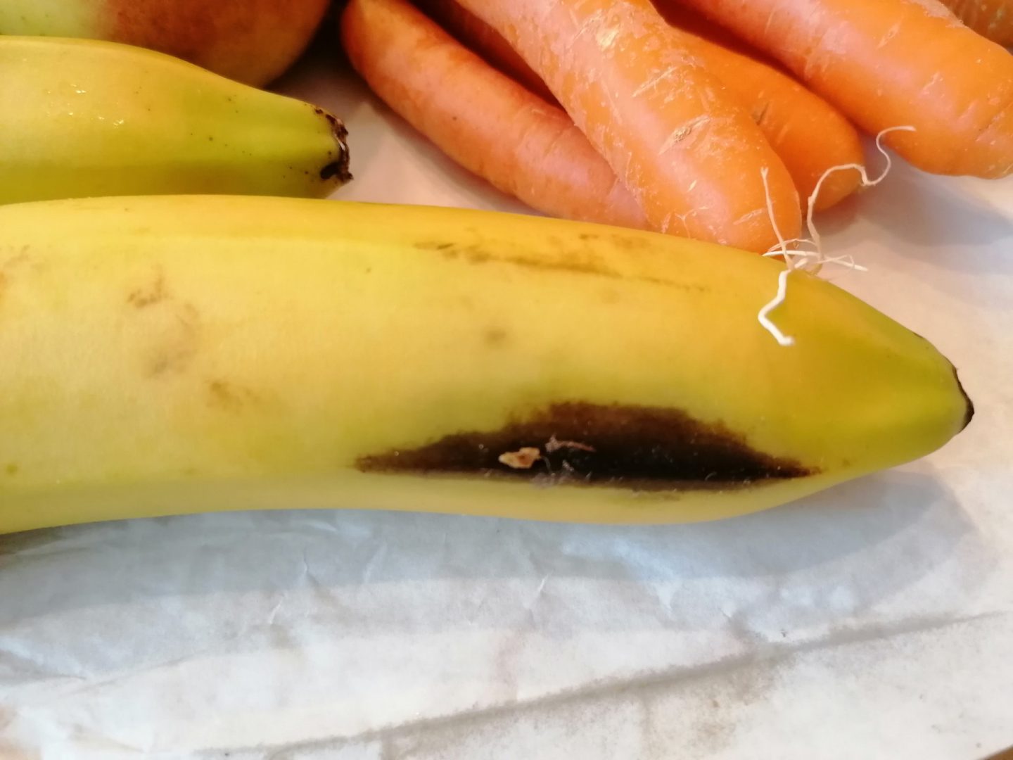 Eine Schwarze Stelle an einer Banane war der einzige Makel in der Lieferkiste der BioLiese